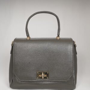 Elora Grey Leather Satchel Bag