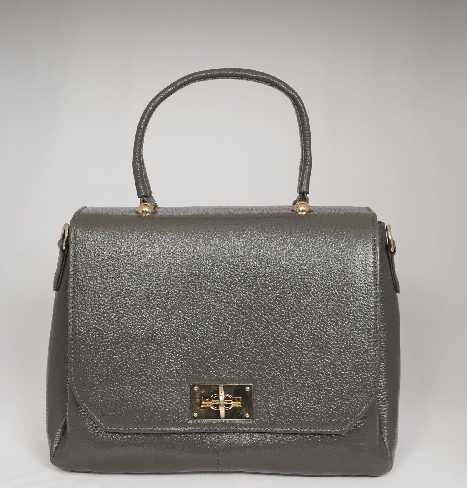 Elora Grey Leather Satchel Bag