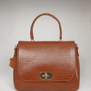 Velora Tan Leather Satchel Bag