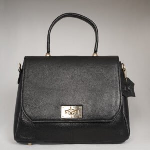 Elora Black Leather Satchel Bag