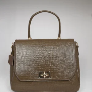Velora Olive Brown Leather Satchel Bag