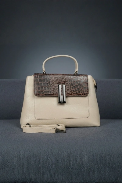 Aurelia Croc-Flap Leather Handbag