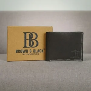 Classic Leather Bi-Fold Wallet with Contrast Stitching