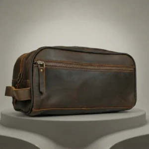 Crunch Leather Travel Toiletry Pouch