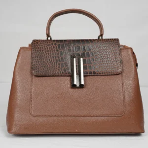 Aurelia Croc Flap - Vintage Tan Leather Handbag