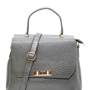 Velora Grey Leather Satchel Bag