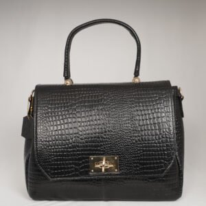 Velora Black Leather Satchel Bag