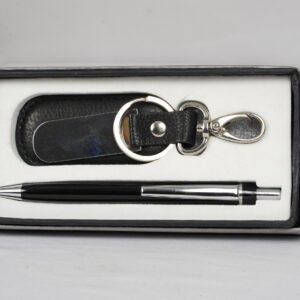 Signature Leather Black Keychain & Pen Collection